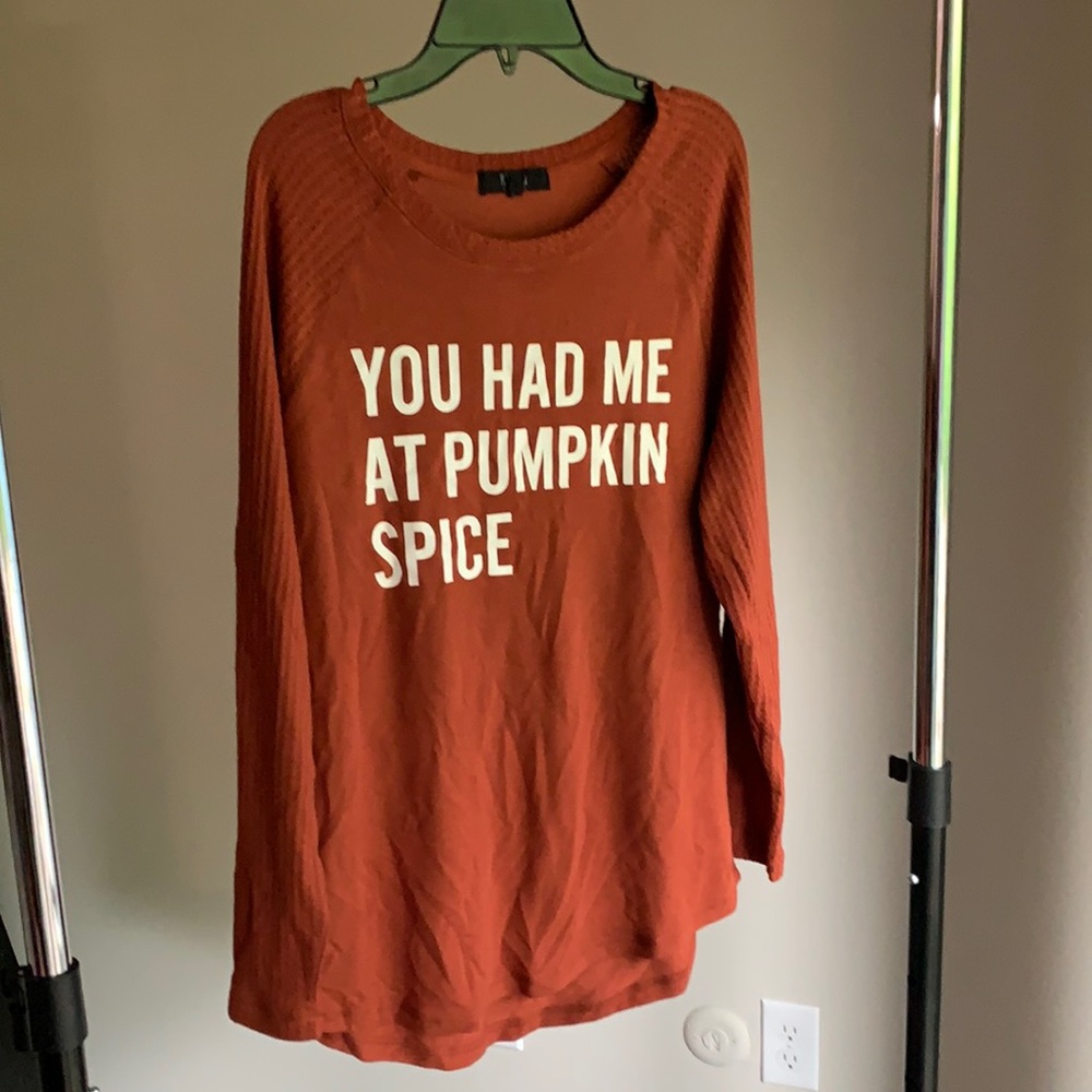 Cozy fall pumpkin spice “sweater” top